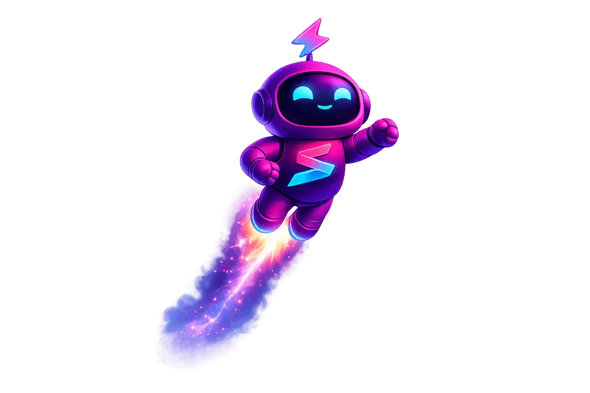 Spedito, mascote da Spedy, em um foguete